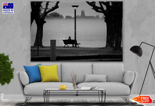 Man on Bench City Street View Print 100% Australian Made