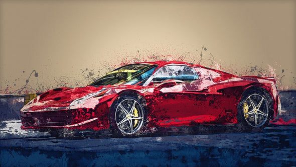 Red Sports Car Painting Print 100% Australian Made