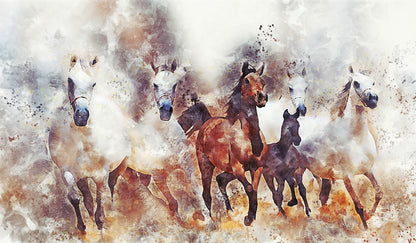 Running Horses Watercolour Painting Print 100% Australian Made