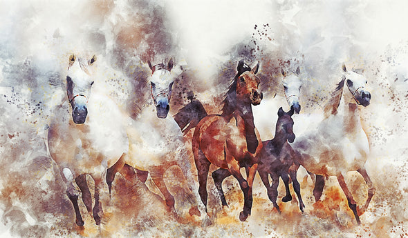 Horses Running Painting Print 100% Australian Made