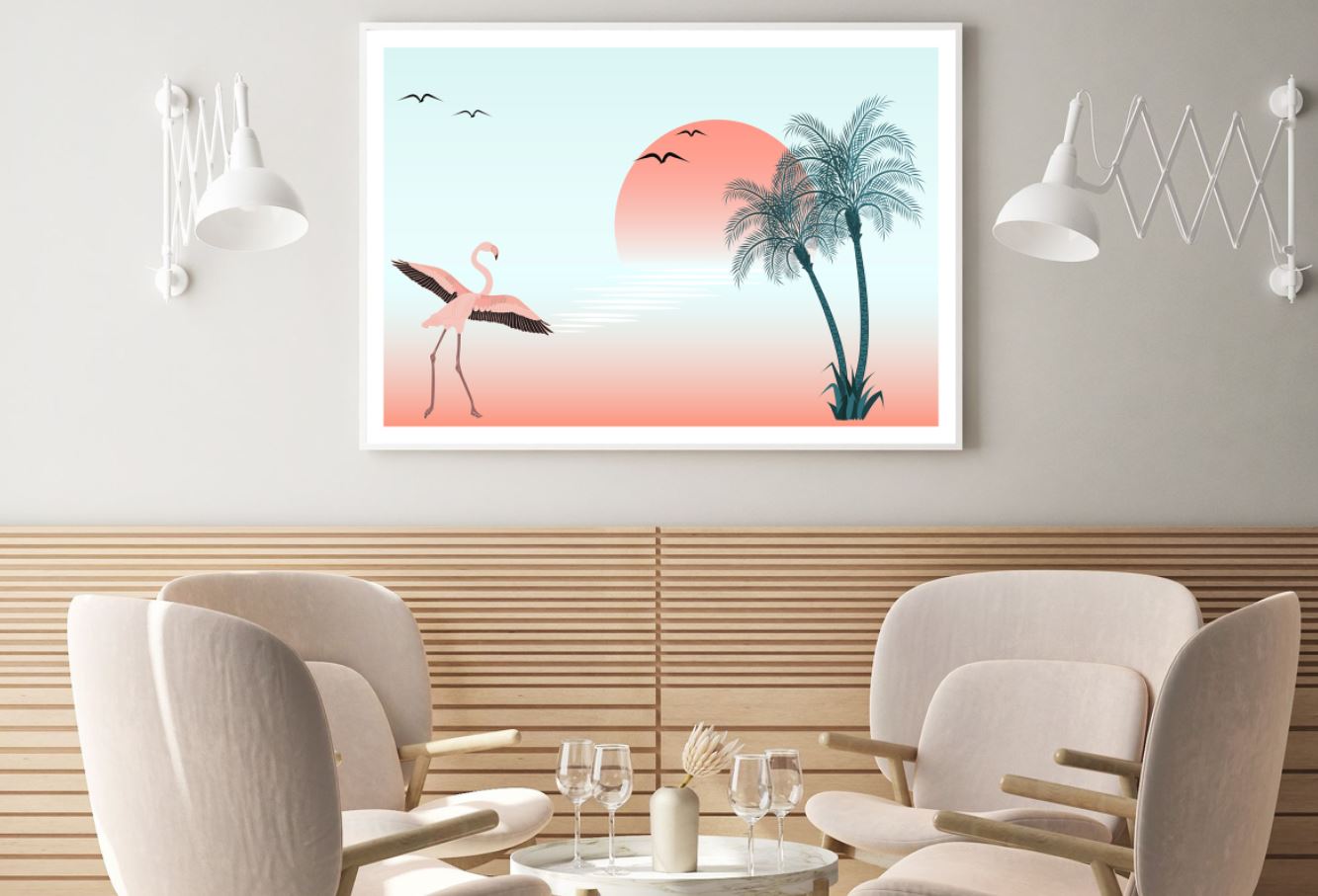 Flamingo Bird & Tree Vector Art Home Decor Premium Quality Poster Print Choose Your Sizes