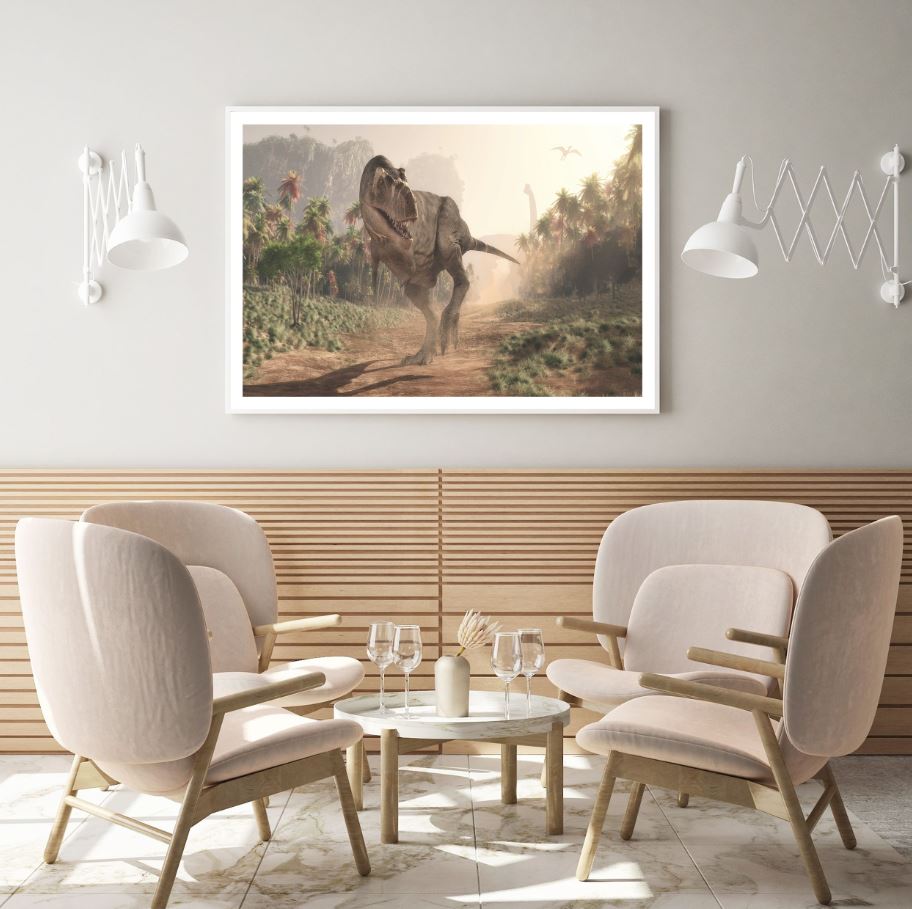 Dinosaurs in Forest Digital Paint Home Decor Premium Quality Poster Print Choose Your Sizes