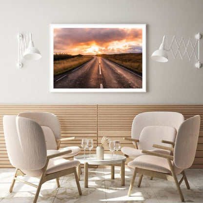 Road Sunset Scenery Photograph Home Decor Premium Quality Poster Print Choose Your Sizes