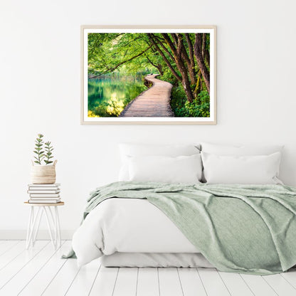 Wooden PIer Over Waterstream View Home Decor Premium Quality Poster Print Choose Your Sizes