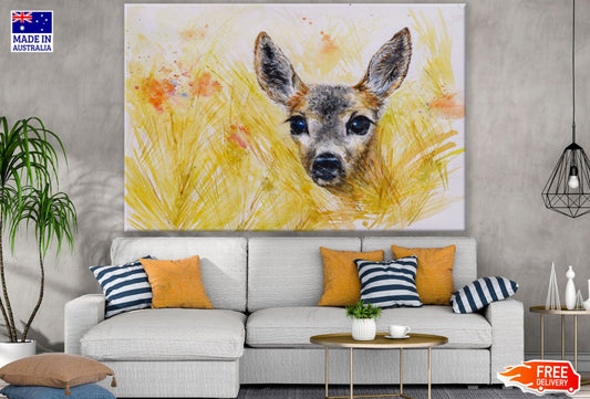 Deer Portrait Watercolor Painting Print 100% Australian Made