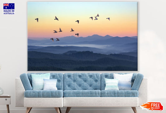 Bird Flying Over Mountains Sunset Print 100% Australian Made