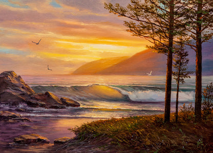 Sea Sunset Oil Painting Print 100% Australian Made