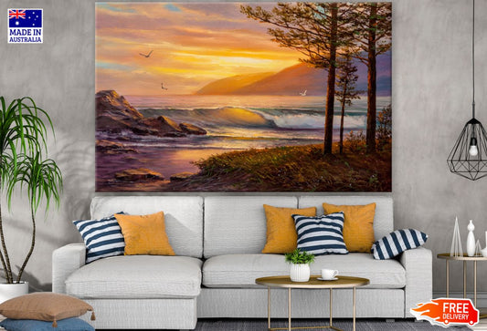 Sea Sunset Oil Painting Print 100% Australian Made