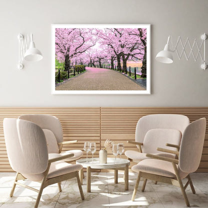 Blossom Trees Along the Road Home Decor Premium Quality Poster Print Choose Your Sizes