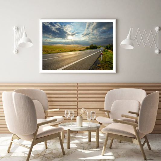 Road Sunset Scenery Photograph Home Decor Premium Quality Poster Print Choose Your Sizes