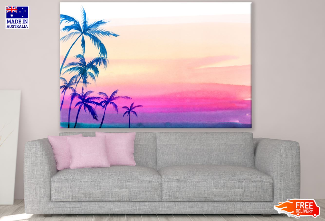 Palm Trees & Sunset Sky Painting Print 100% Australian Made