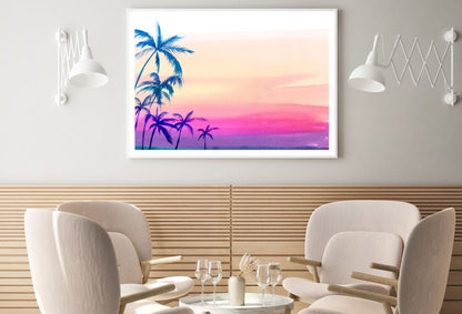 Palm Trees & Sunset Sky Painting Home Decor Premium Quality Poster Print Choose Your Sizes