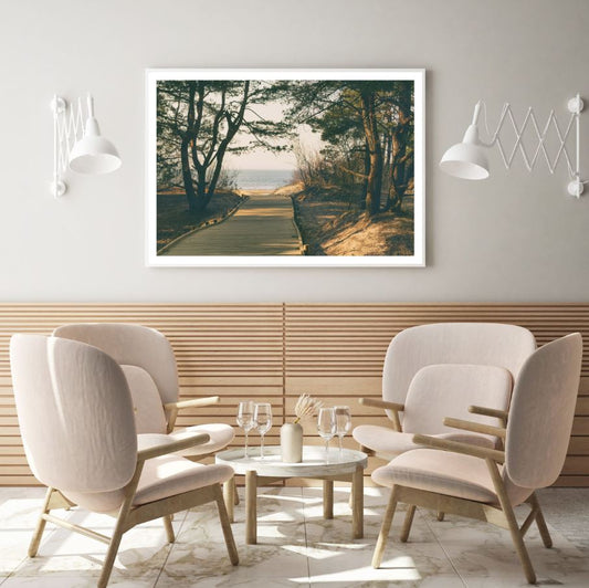 Wooden Path To Sea in Forest Home Decor Premium Quality Poster Print Choose Your Sizes