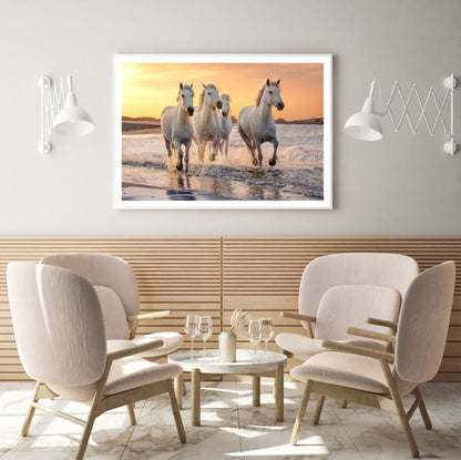 Horses Runnning Over Water Home Decor Premium Quality Poster Print Choose Your Sizes