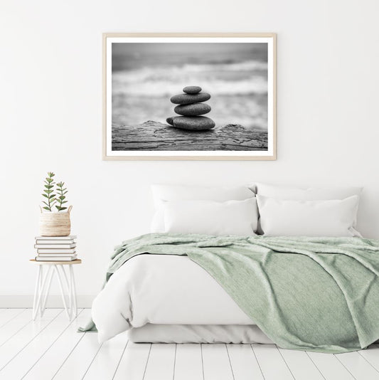 Zen Stones Closeup B&W Photograph Home Decor Premium Quality Poster Print Choose Your Sizes