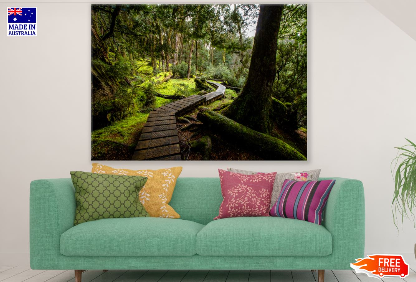 Wooden Pier in Forest Photograph Print 100% Australian Made