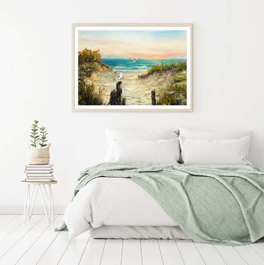Bird & Sea Scenery Oil Painting Home Decor Premium Quality Poster Print Choose Your Sizes