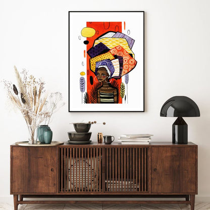 African Girl Vector Art Design Home Decor Premium Quality Poster Print Choose Your Sizes