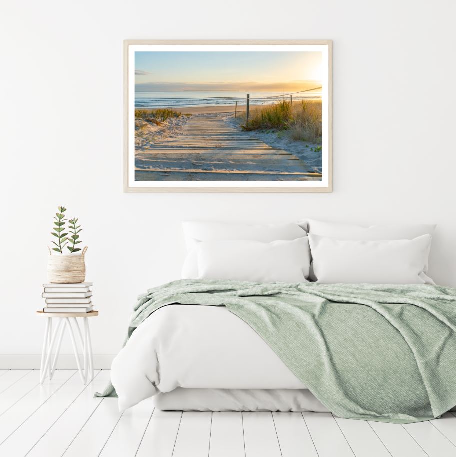 Wooden Path to Sea Sunset View Home Decor Premium Quality Poster Print Choose Your Sizes