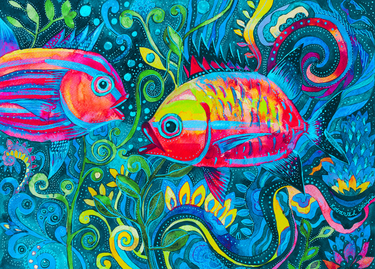 Fish Colorful Oil Painting Print 100% Australian Made