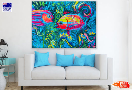 Fish Colorful Oil Painting Print 100% Australian Made