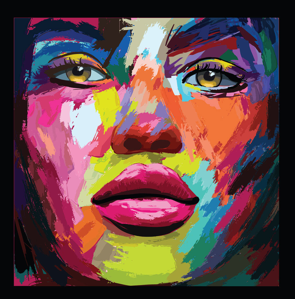 Square Canvas Female Face Abstract Painting High Quality Print 100% Australian Made