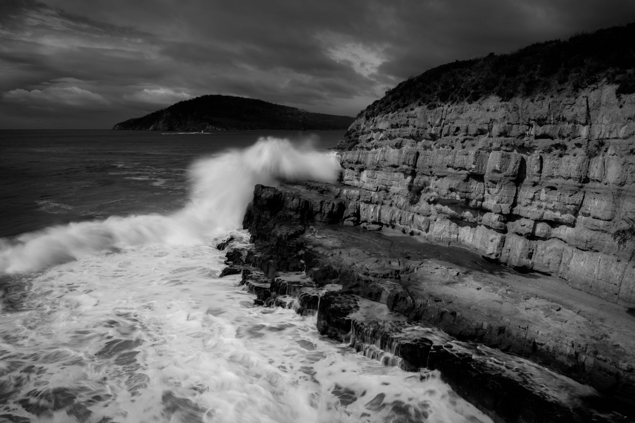 Cliff & Sea B&W Photograph Print 100% Australian Made