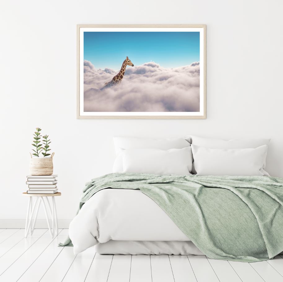 Giraffe & Cloudy Sky Photograph Home Decor Premium Quality Poster Print Choose Your Sizes