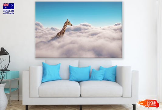 Giraffe & Cloudy Sky Photograph Print 100% Australian Made