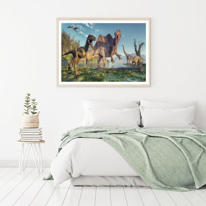 Dinosaurs in Forest Digital Paint Home Decor Premium Quality Poster Print Choose Your Sizes