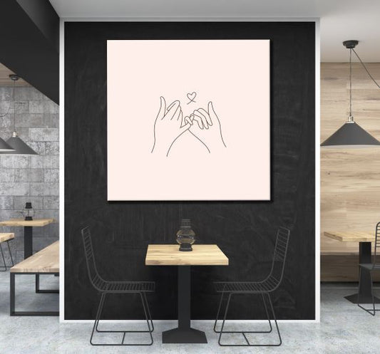 Square Canvas Hands with A Heart Line Art Design High Quality Print 100% Australian Made