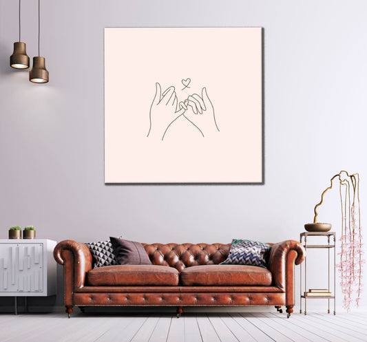 Square Canvas Hands & Heart Line Art High Quality Print 100% Australian Made