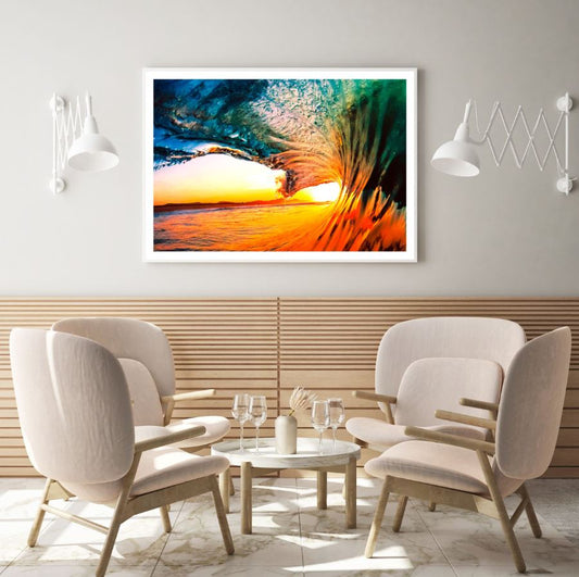 Sea Wave Crashing Sunset View Home Decor Premium Quality Poster Print Choose Your Sizes