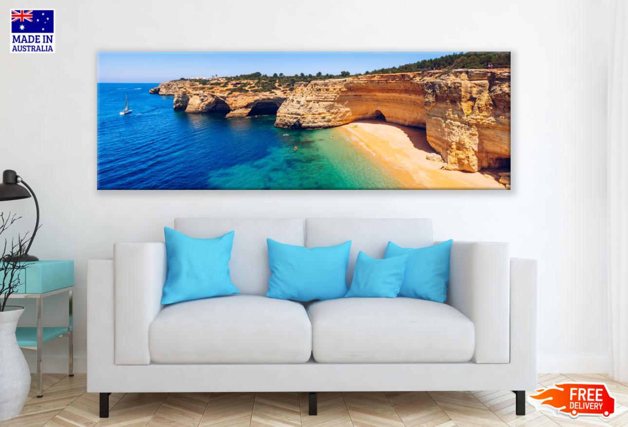 Panoramic Canvas Sea Scenery View High Quality 100% Australian Made Wall Canvas Print Ready to Hang