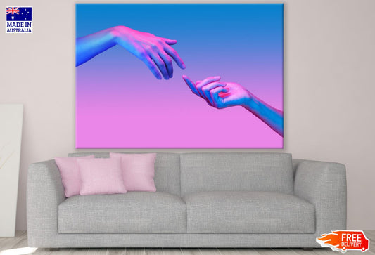 Hands with Blue & Pink Background Print 100% Australian Made