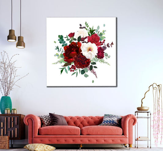 Square Canvas Colorful Flower Bouquet Paint High Quality Print 100% Australian Made