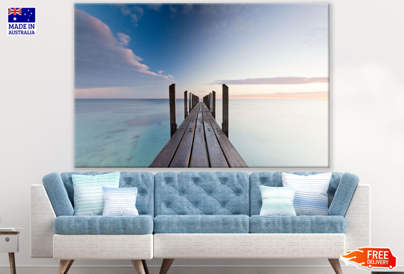 Wooden Pier Over Sea Scenery View Print 100% Australian Made