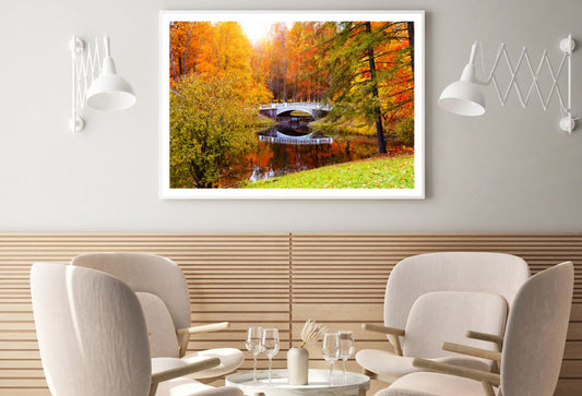 Autumn Forest & Bridge Photograph Home Decor Premium Quality Poster Print Choose Your Sizes