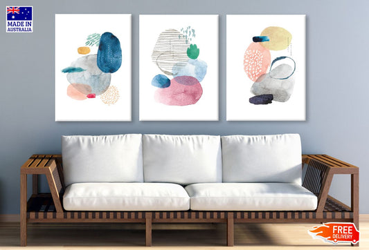 3 Set of Abstract Vector Design High Quality Print 100% Australian Made Wall Canvas Ready to Hang