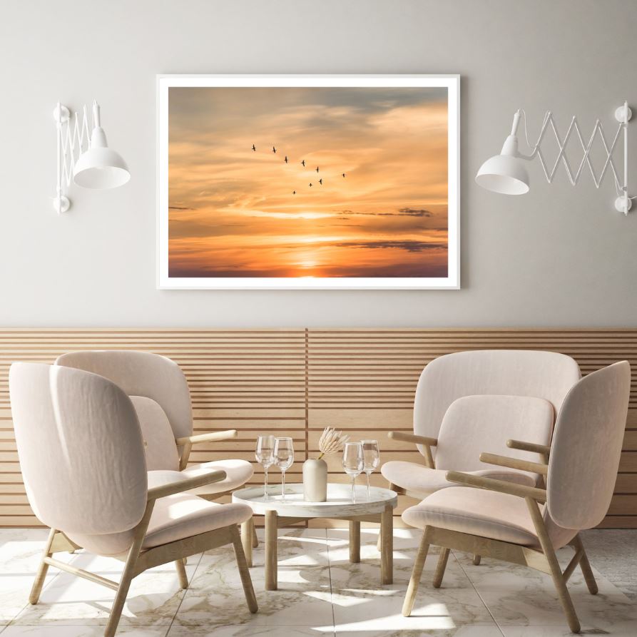 Birds Flying at Sunset Sky Home Decor Premium Quality Poster Print Choose Your Sizes