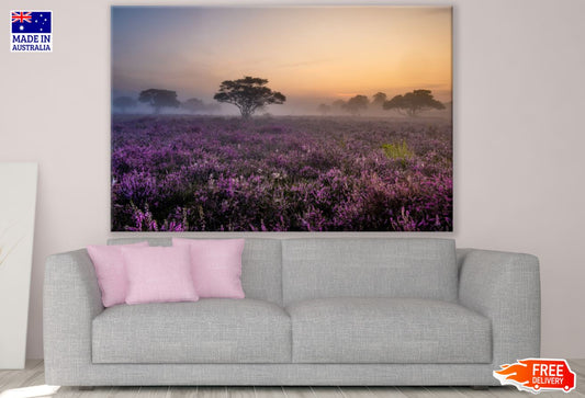Flower Field Sunset Scenery View Print 100% Australian Made