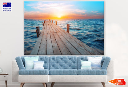 Wooden Pier Over Lake Scenery Print 100% Australian Made