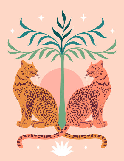 Tigers & Tree Vector Design Home Decor Premium Quality Poster Print Choose Your Sizes