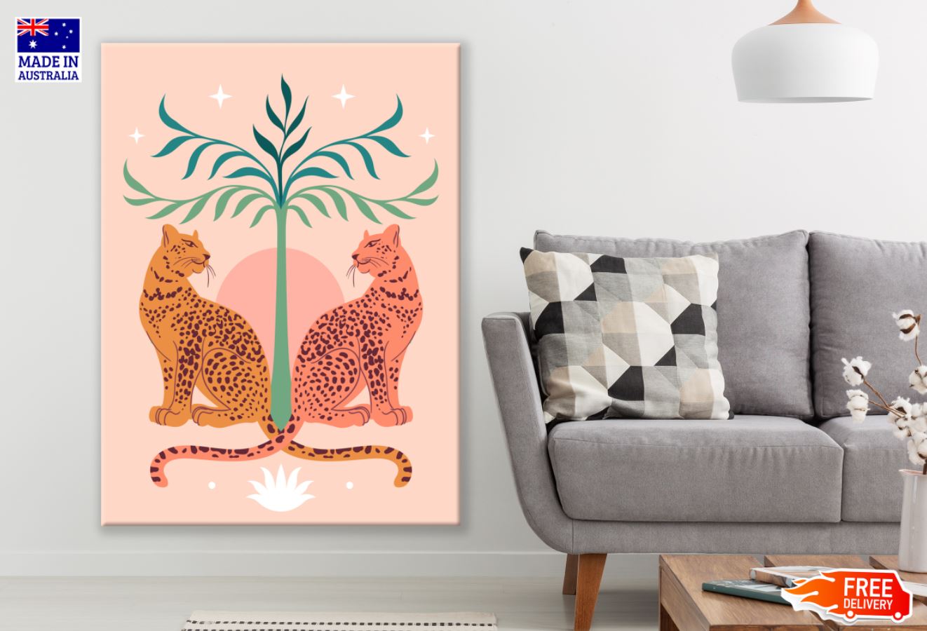 Tigers & Tree Vector Design Print 100% Australian Made