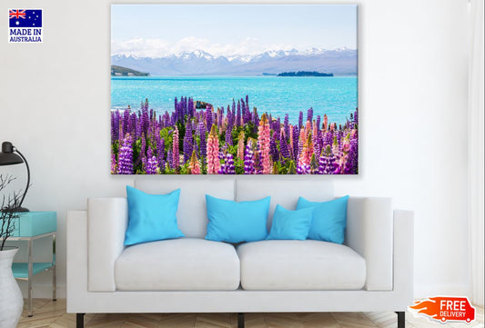 Flower Field Near Lake Photograph Print 100% Australian Made