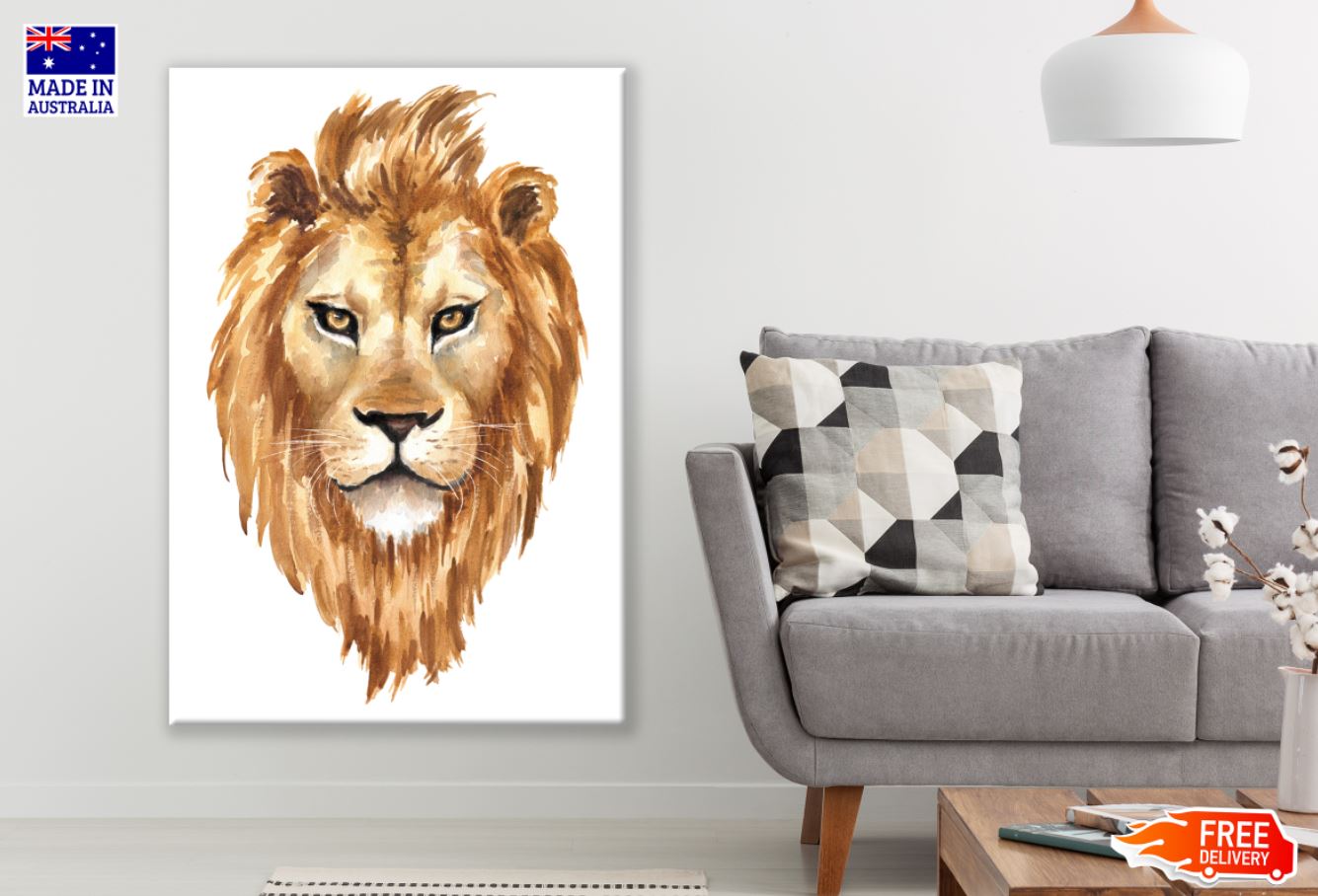 Lion Portrait Watercolor Painting Print 100% Australian Made