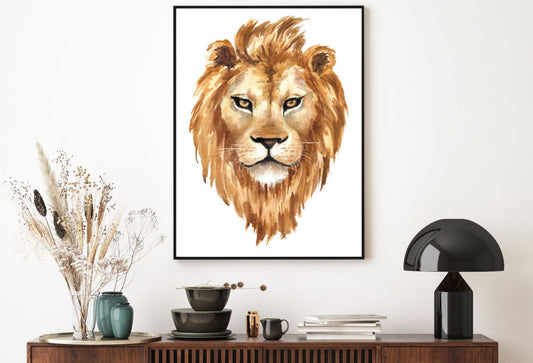 Lion Portrait Watercolor Painting Home Decor Premium Quality Poster Print Choose Your Sizes