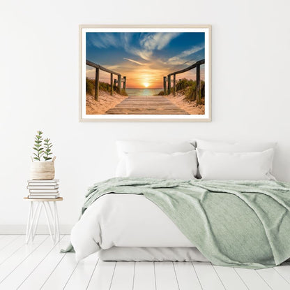 Wooden Footpath to Beach Scenery Home Decor Premium Quality Poster Print Choose Your Sizes