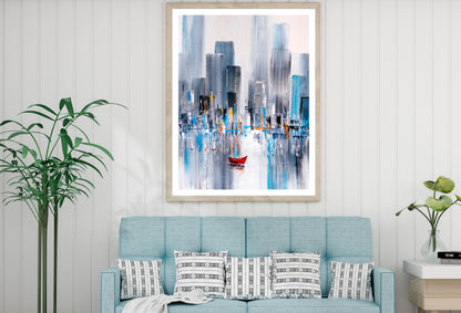 City & Boat Oil Painting Home Decor Premium Quality Poster Print Choose Your Sizes