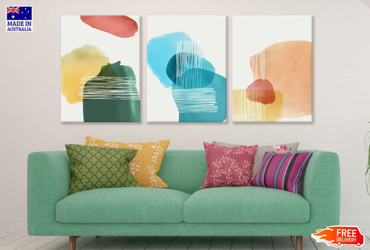 3 Set of Abstract Shapes Painting High Quality Print 100% Australian Made Wall Canvas Ready to Hang